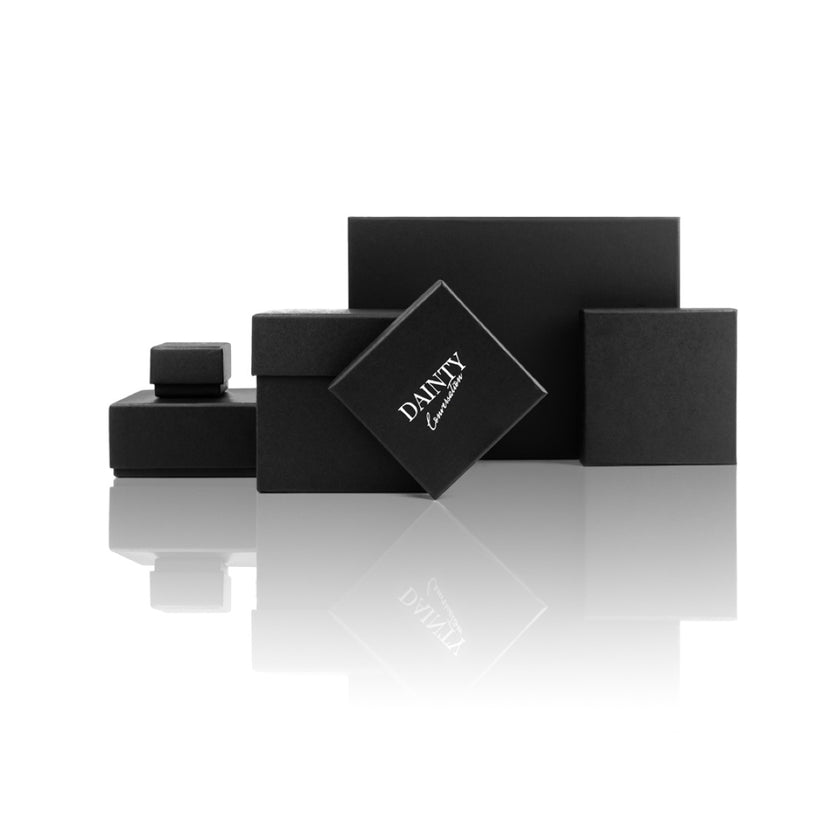 Flat packed matt laminated gift box with lid and base