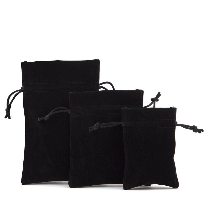 Luxury satin gift pouch with silver lining and rope drawstring