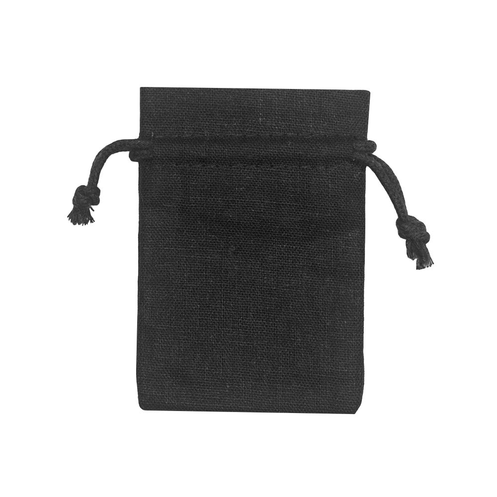 Black Digital Printed Rectangular Cotton Linen Bag Medium | Drawstring Bag