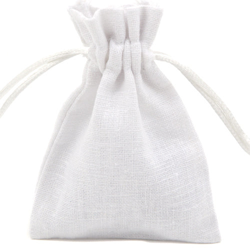 White Rectangular Cotton Linen Bag Medium | Rope Drawstring Bag