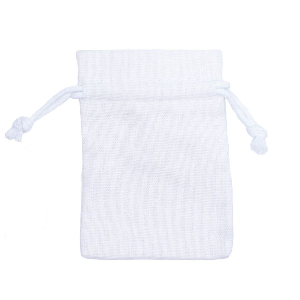 White Digital Printed Rectangular Cotton Linen Bag Medium | Drawstring Bag