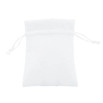 White Digital Printed Deluxe Velvet Bag Medium | Rectangular Drawstring Bag