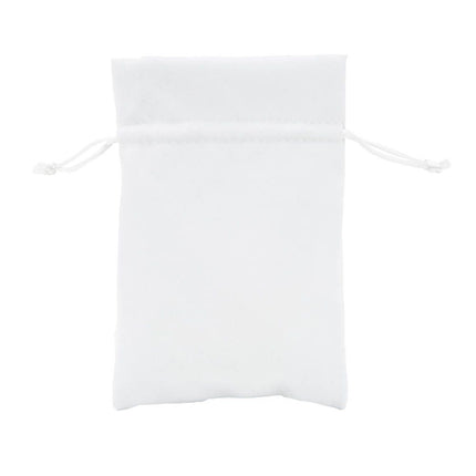 White Branded Deluxe Velvet Bag Large | Rectangular Drawstring Bag
