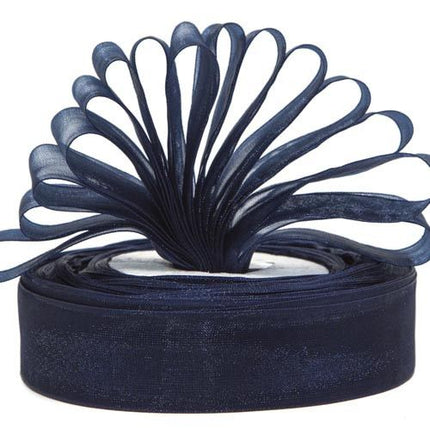 Navy Premium Organza Ribbon | 25mm x 45m | Gift Wrap Ribbon