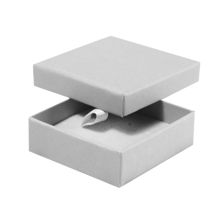 Grey square recyclable eco kraft box.