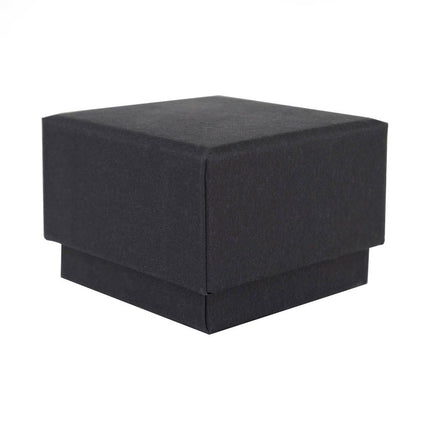 Black square recyclable eco kraft box with closed lid.