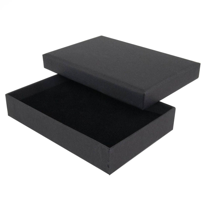 Black rectangle recyclable eco kraft box with black insert.
