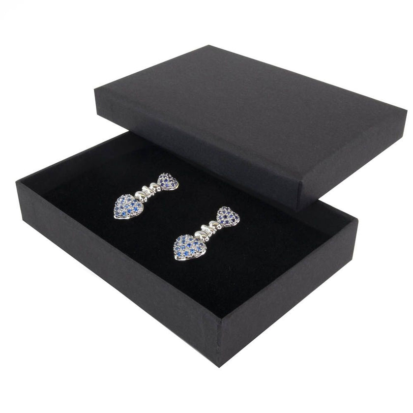 Black rectangle recyclable eco kraft box with earrings.