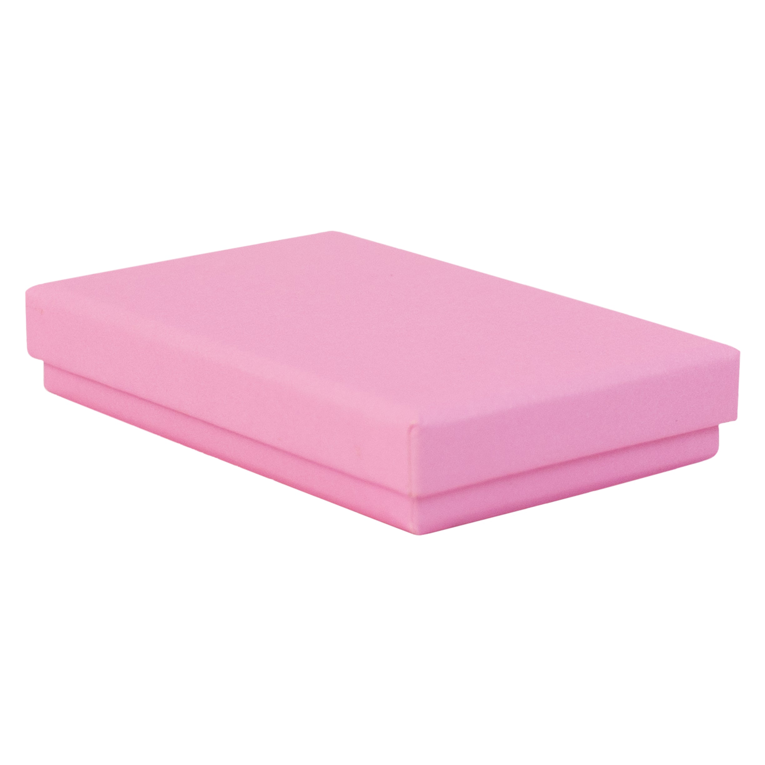 Pink rectangle recyclable eco kraft box with closed lid.