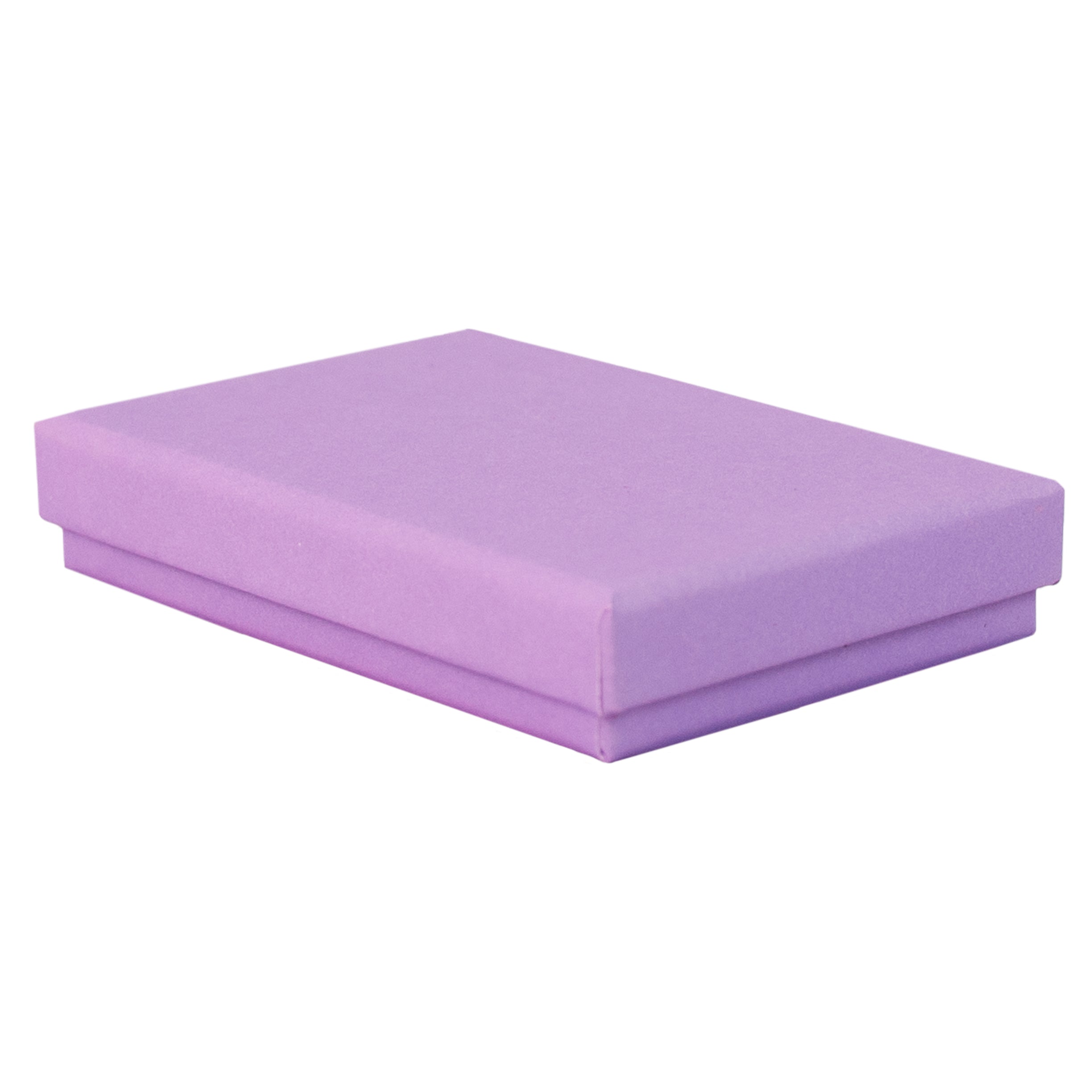 Lilac rectangle recyclable eco kraft box with closed lid.