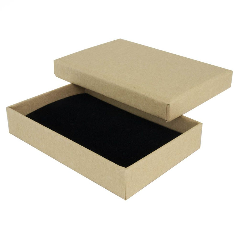 Brown rectangle recyclable eco kraft box with black insert.