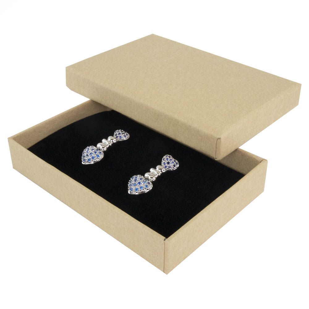 Brown rectangle recyclable eco kraft box with earrings.