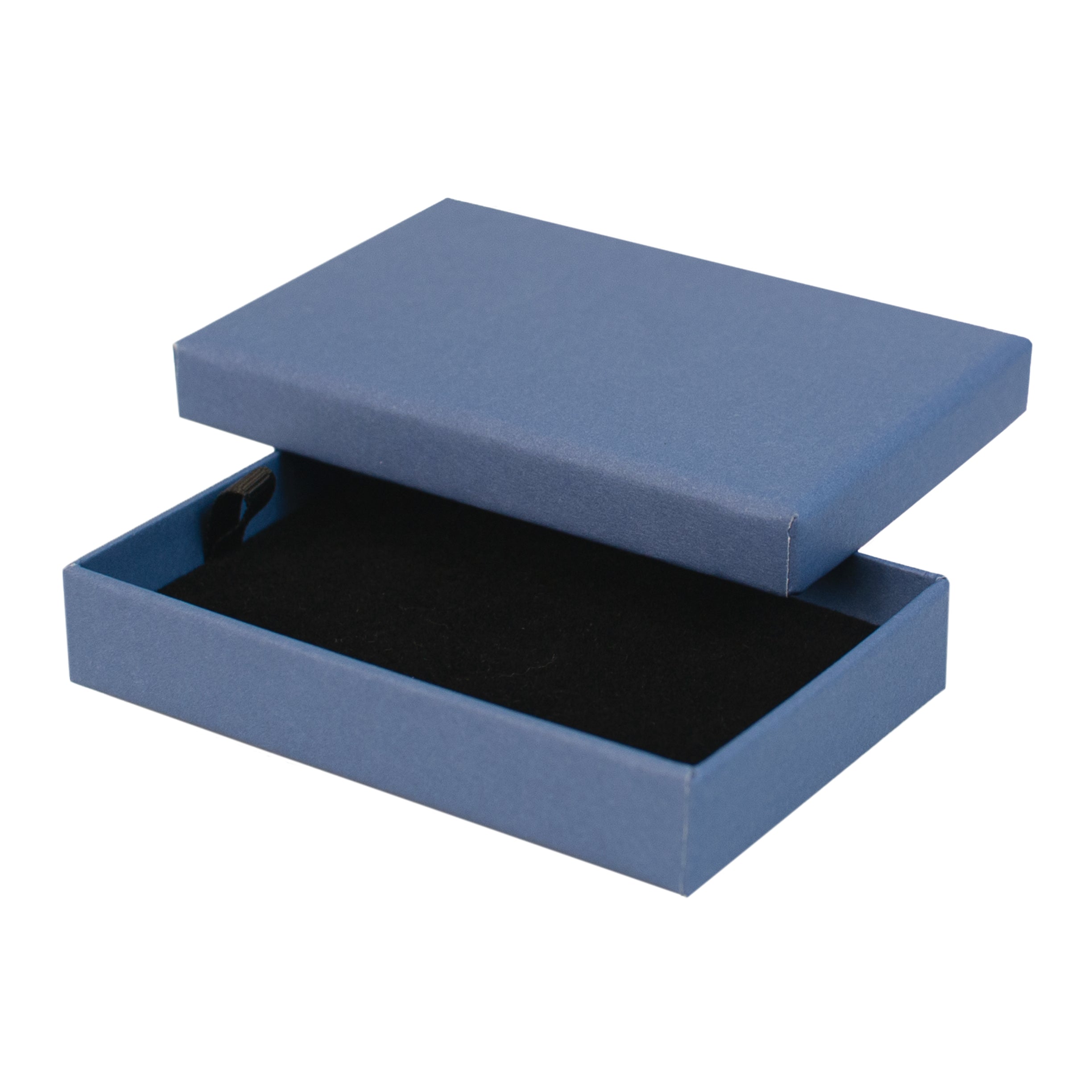 Blue rectangle recyclable eco kraft box with black insert.