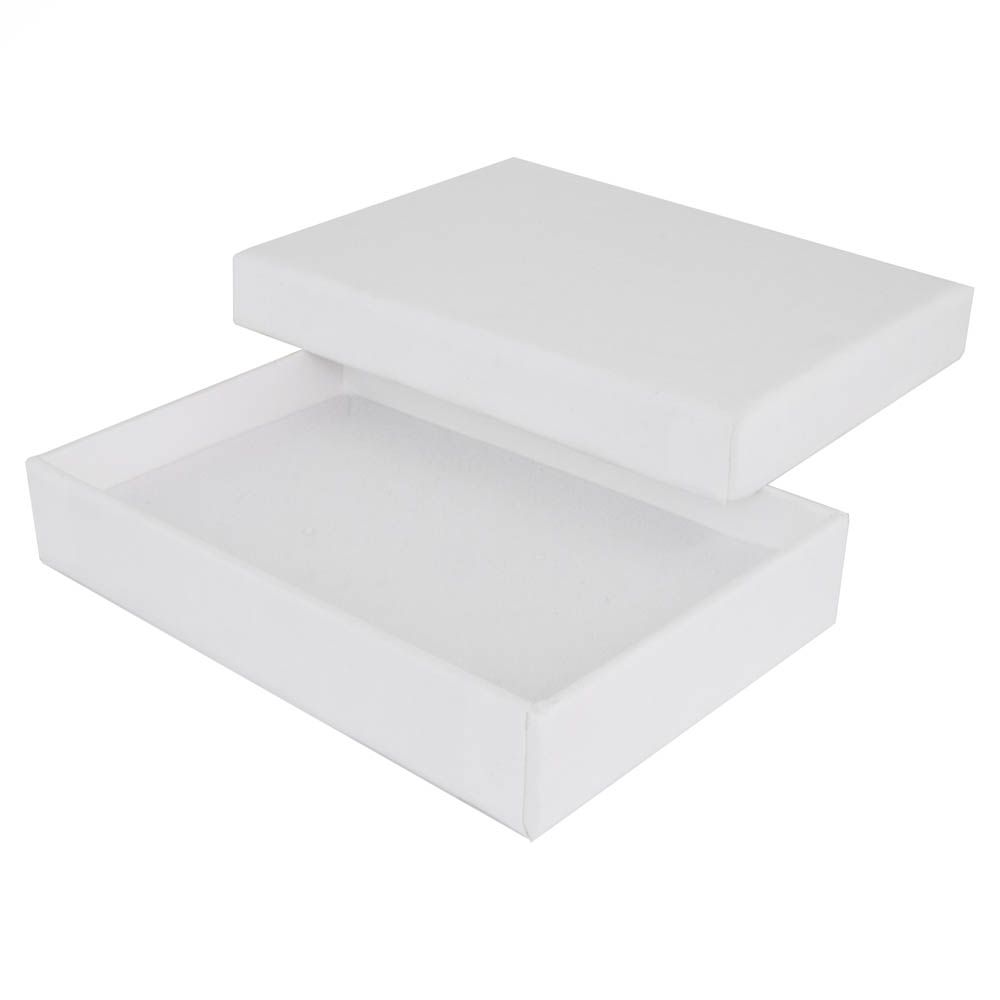 White rectangle recyclable eco kraft box with white insert.