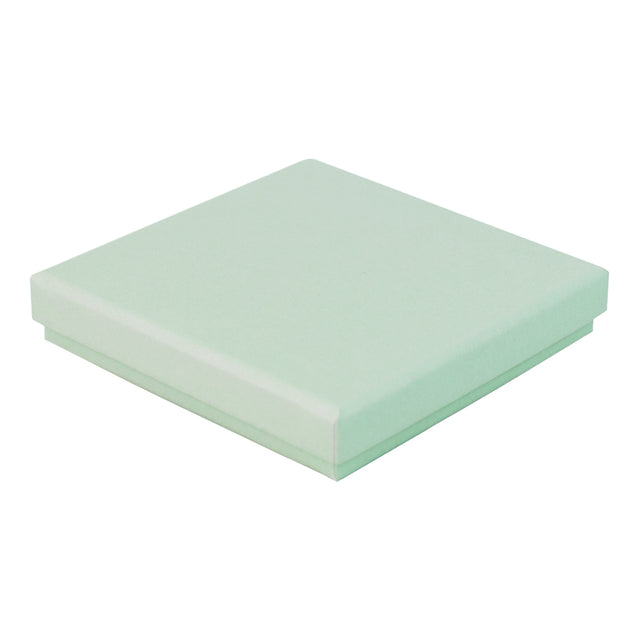 Green square recyclable eco kraft box with closed lid.