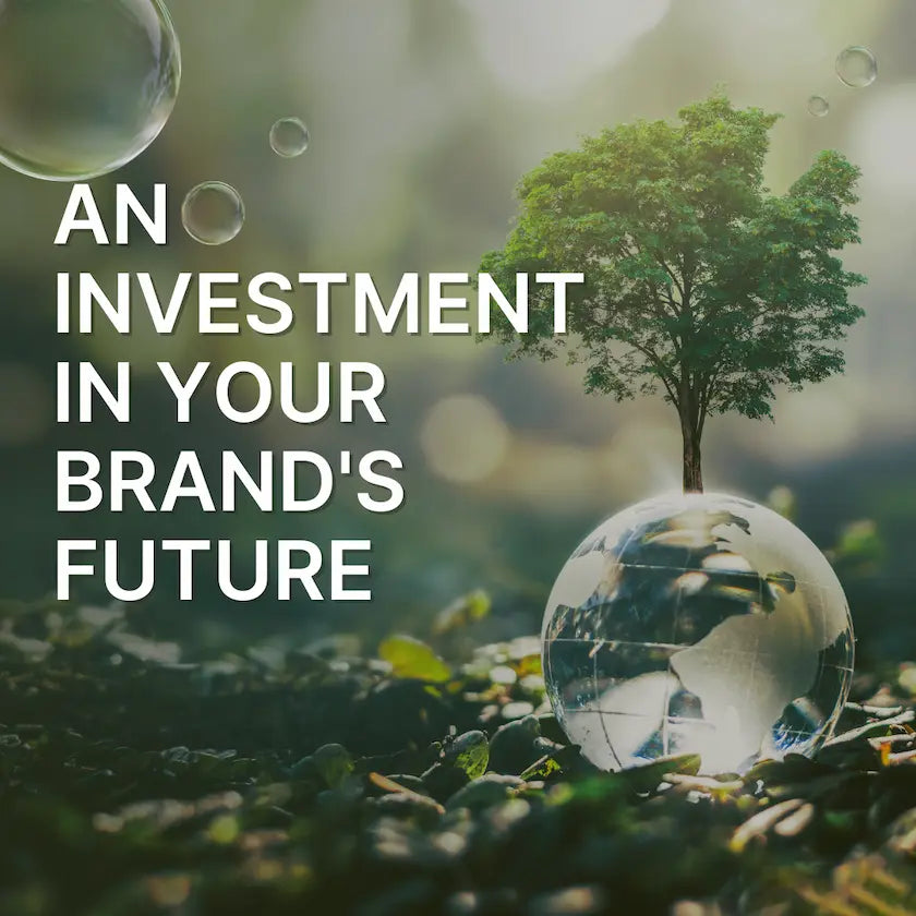 Tree growing from the earth with text 