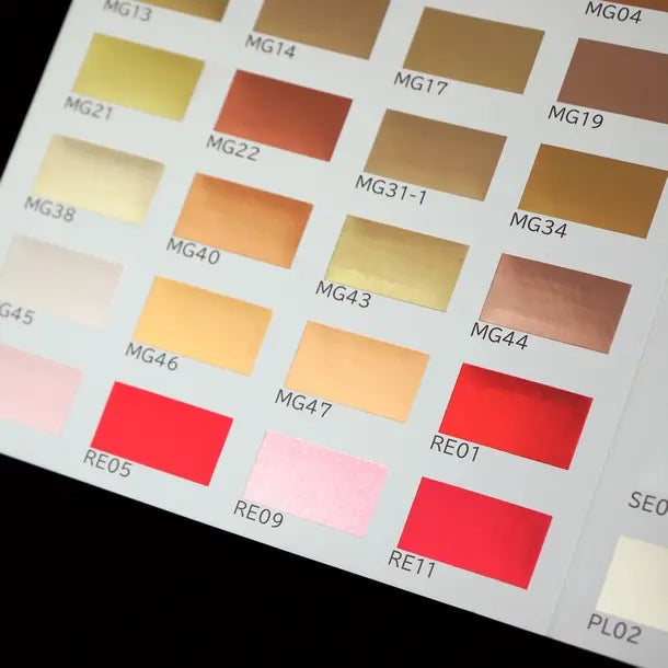 Chart of foil colour samples