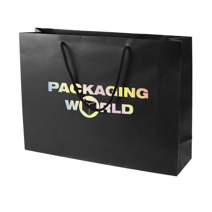 Black Digital Printed Deluxe Embossed Gift Bag A3 Size | Landscape Paper Bag | FSC Certified