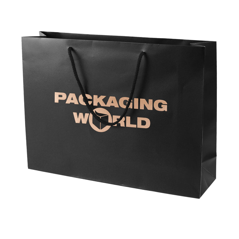Black Foil Printed Deluxe Embossed Gift Bag A3 Size | Landscape Paper Bag | FSC Certified
