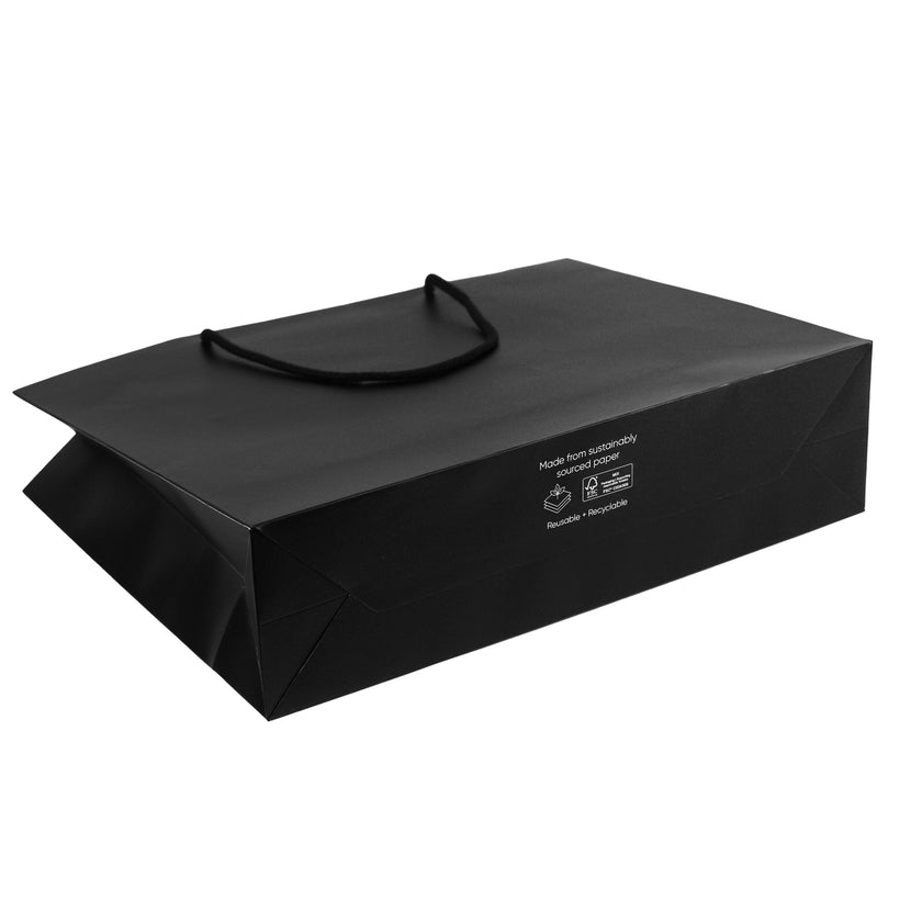 Black Deluxe Embossed Gift Bag A3 Size | Landscape Paper Bag | FSC Certified