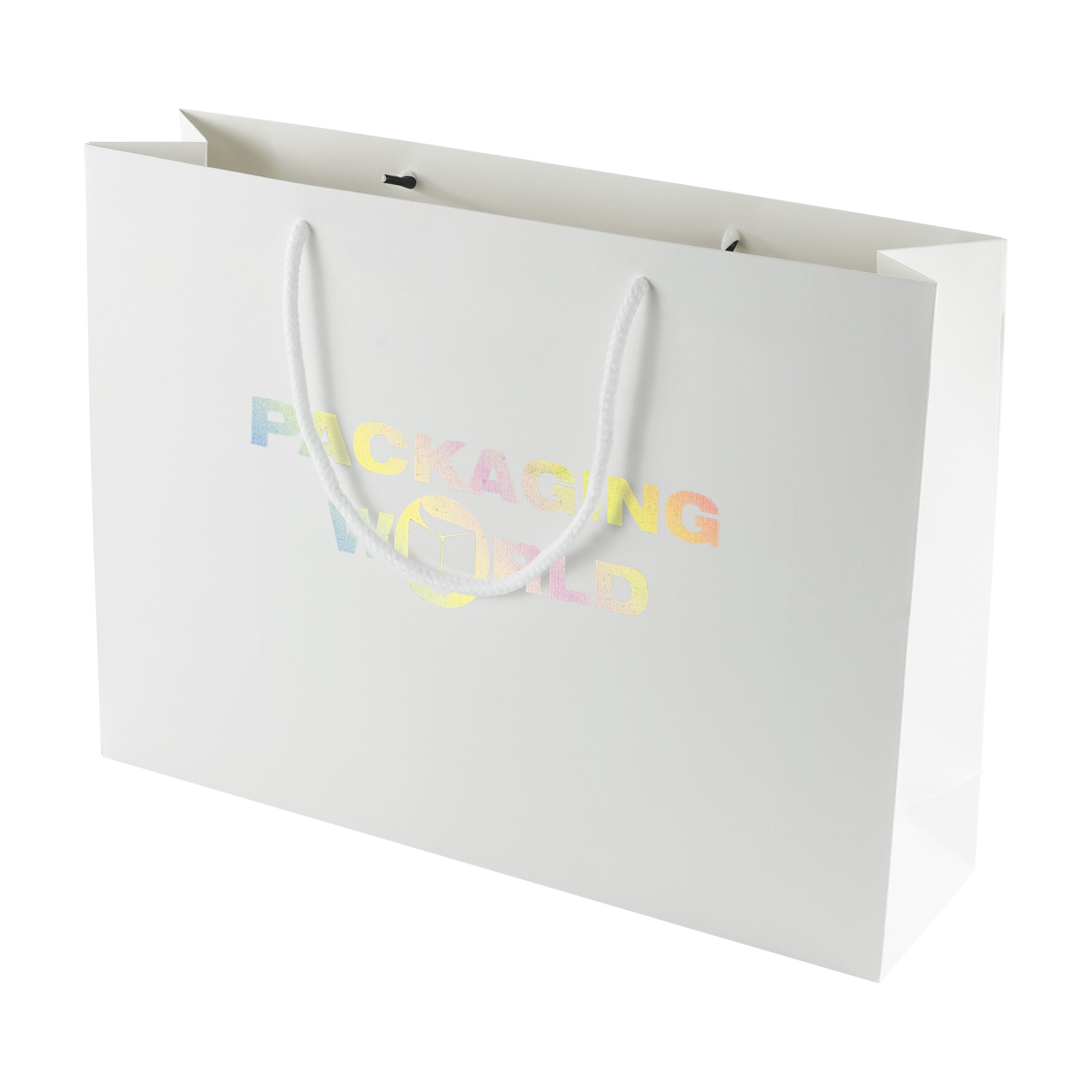 White Digital Printed Luxury Embossed Gift Bag A3 | Landscape Paper Bag | FSC Certified