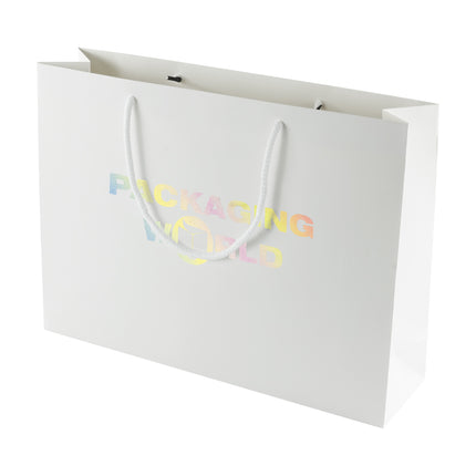 White Digital Printed Luxury Embossed Gift Bag A3 | Landscape Paper Bag | FSC Certified