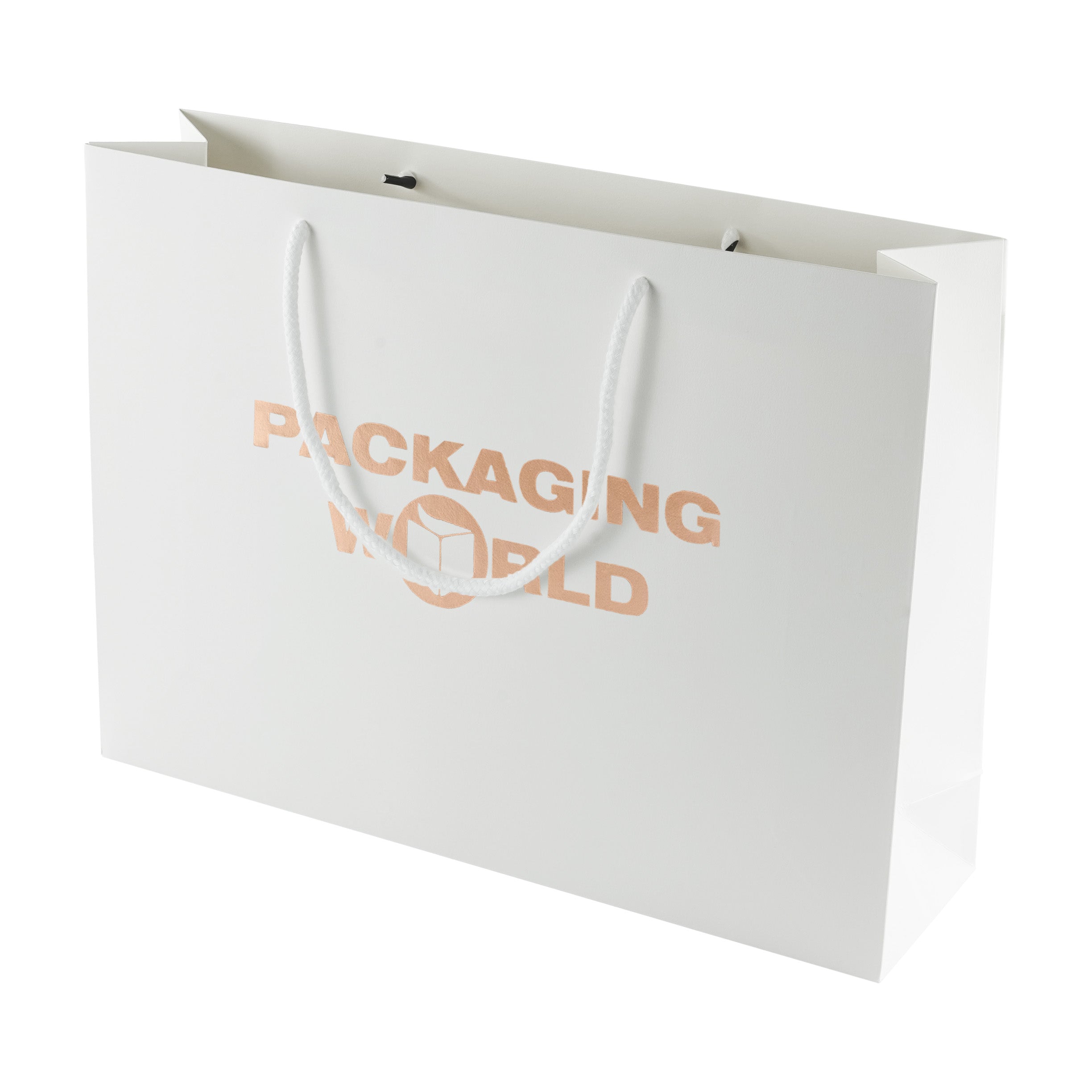 White Foil Printed Luxury Embossed Gift Bag A3 | Landscape Paper Bag | FSC Certified