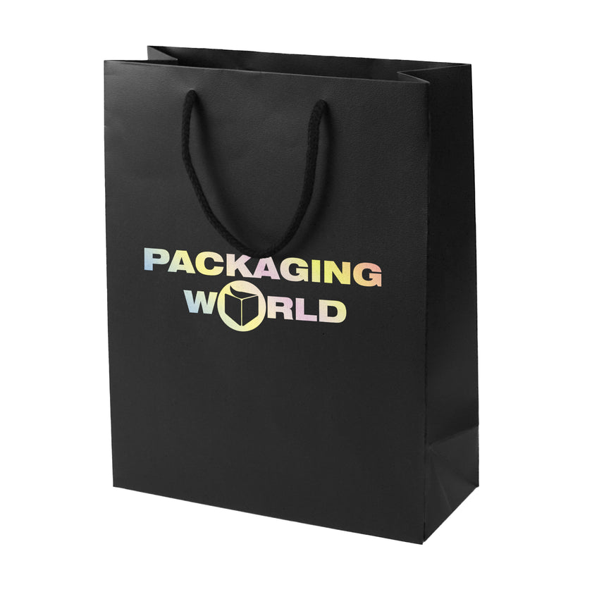 Black Digital Printed Deluxe Embossed Gift Bag A4 Size | Portrait Paper Bag | FSC Certified