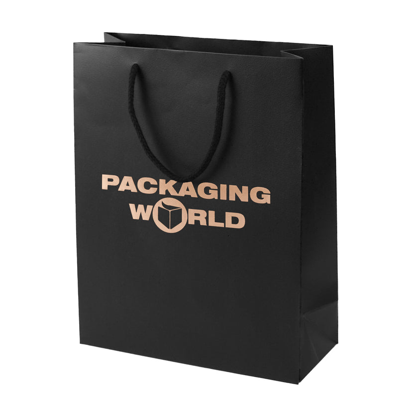 Black Foil Printed Deluxe Embossed Gift Bag A4 Size | Portrait Paper Bag | FSC Certified
