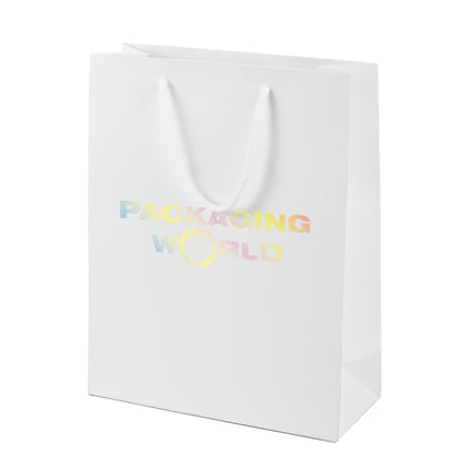 White Digital Printed Deluxe Embossed Gift Bag A4 Size | Portrait Paper Bag | FSC Certified
