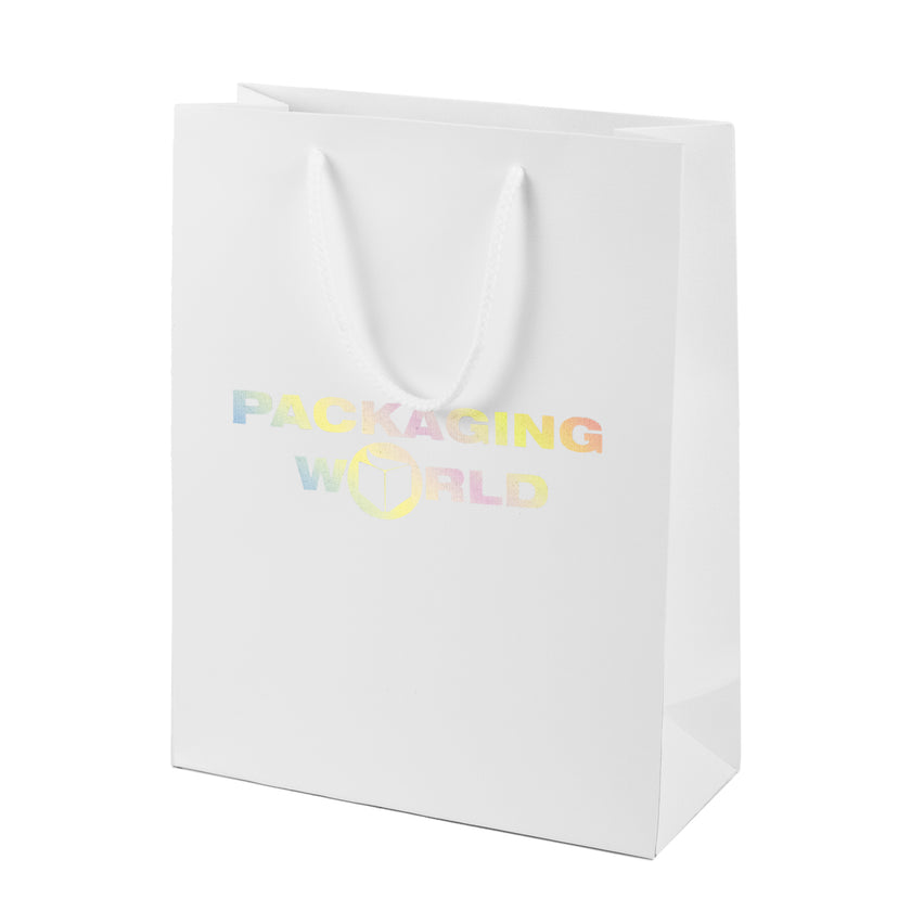 White Digital Printed Deluxe Embossed Gift Bag A4 Size | Portrait Paper Bag | FSC Certified
