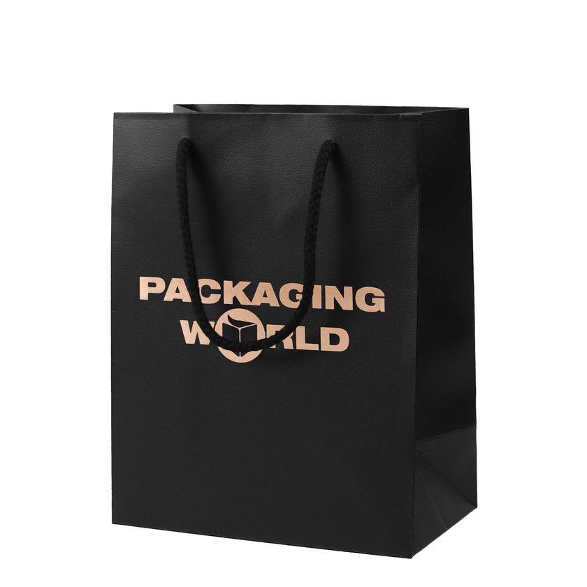 Black Foil Printed Deluxe Embossed Gift Bag A5 Size | Portrait Paper Bag | FSC Certified