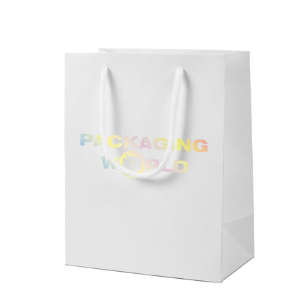 White Digital Printed Deluxe Embossed Gift Bag A5 Size | Portrait Paper Bag | FSC Certified