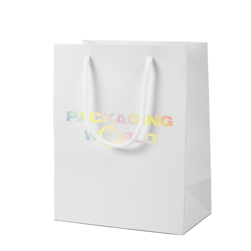 White Digital Printed Deluxe Embossed Gift Bag A5 Size | Portrait Paper Bag | FSC Certified