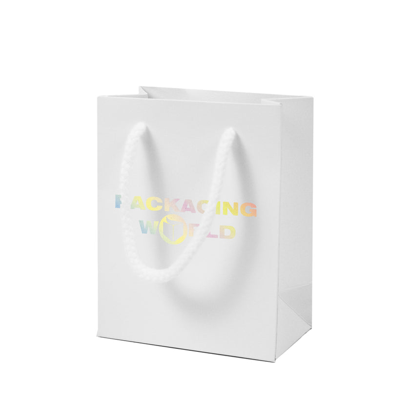 White Digital Printed Deluxe Embossed Gift Bag A7 Size | Portrait Paper Bag | FSC Certified
