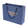 Blue paper bag with 'Packaging World' text on a white background