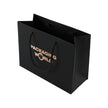 Black paper bag with 'Packaging World' text on a white background
