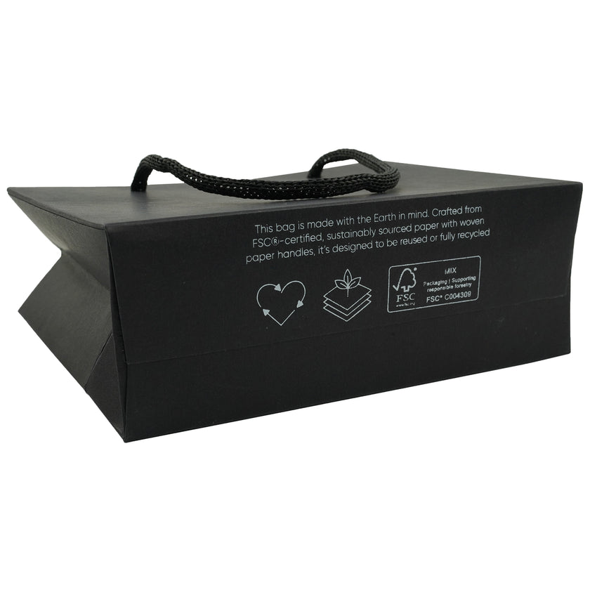 Black Eco Kraft Gift Bag A7 Size | Landscape Paper Bag | FSC Certified