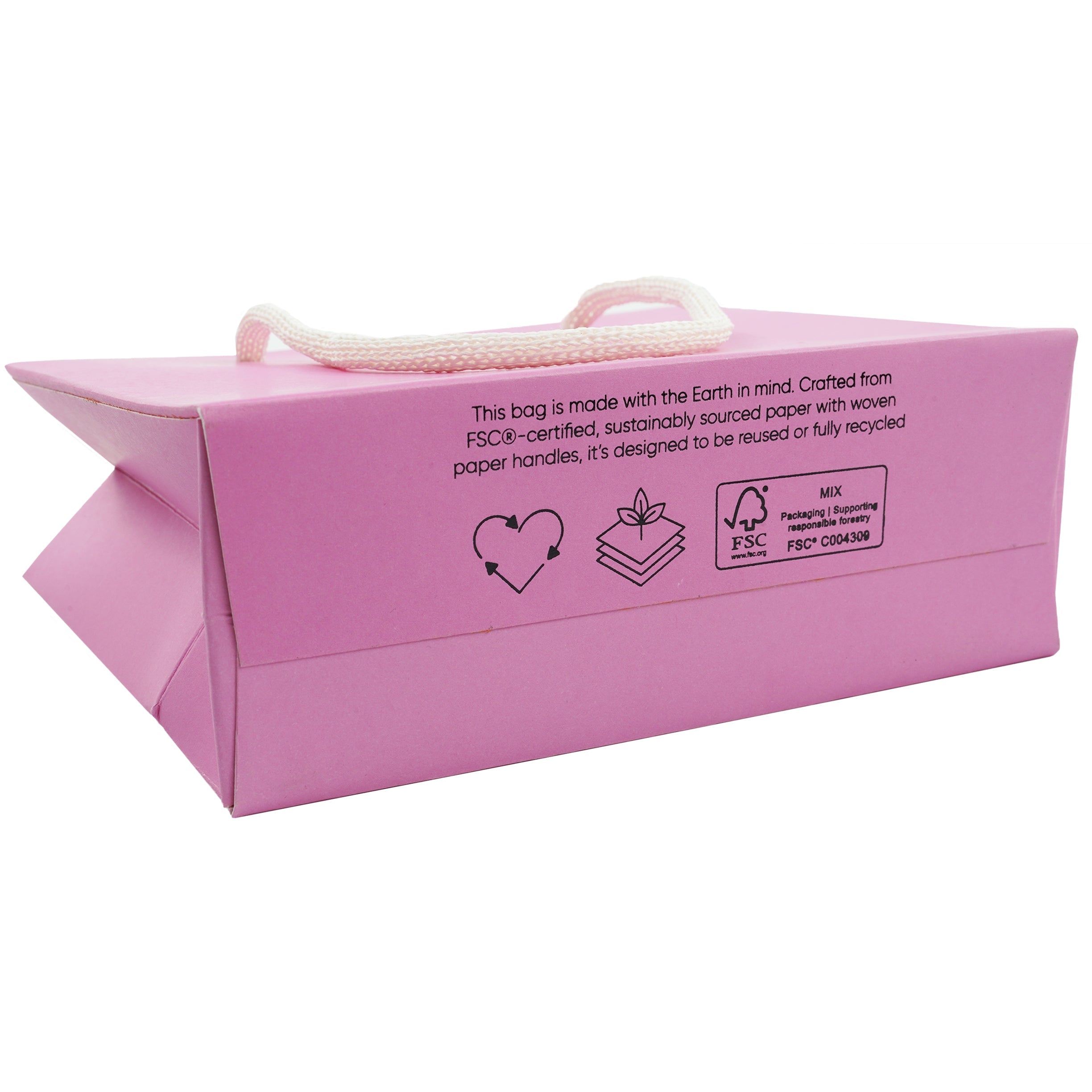 Pink Eco Kraft Gift Bag A7 Size | Landscape Paper Bag | FSC Certified