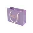 Purple paper bag with 'Packaging World' logo on a white background