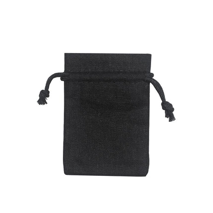 Black Branded Rectangular Cotton Linen Bag Small | Drawstring Bag