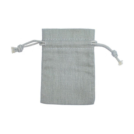 Grey Branded Rectangular Cotton Linen Bag Small | Drawstring Bag