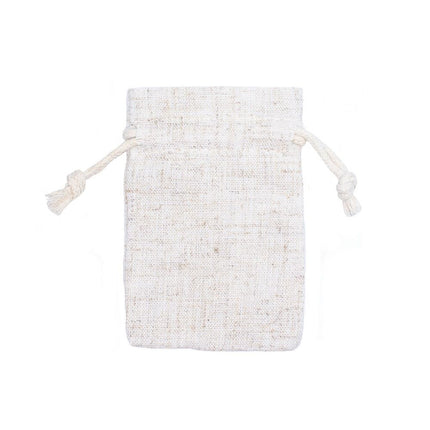 Natural Branded Rectangular Cotton Linen Bag Small | Drawstring Bag