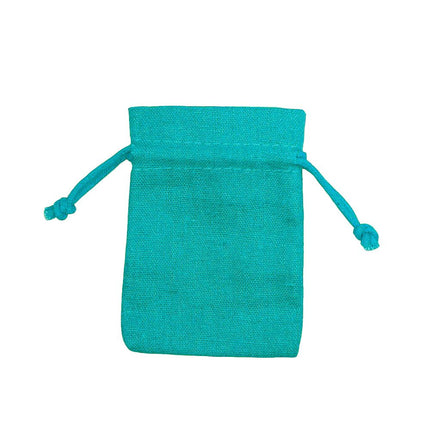 Turquoise Digital Printed Rectangular Cotton Linen Bag Small | Drawstring Bag