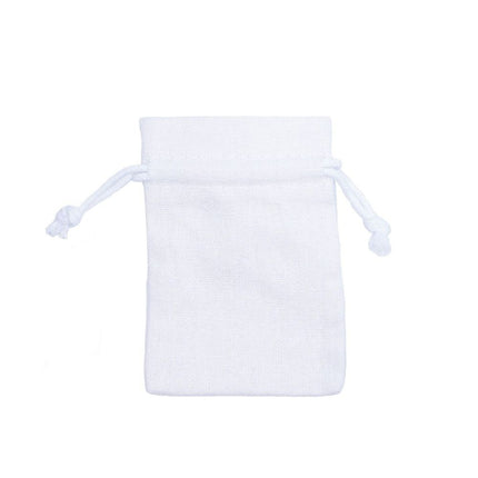 White Rectangular Cotton Linen Bag Small | Rope Drawstring Bag