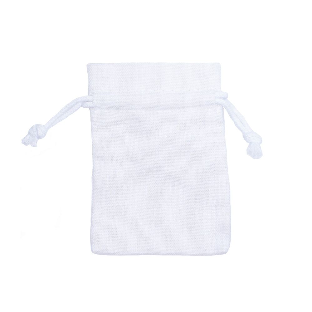 White Branded Rectangular Cotton Linen Bag Small | Drawstring Bag