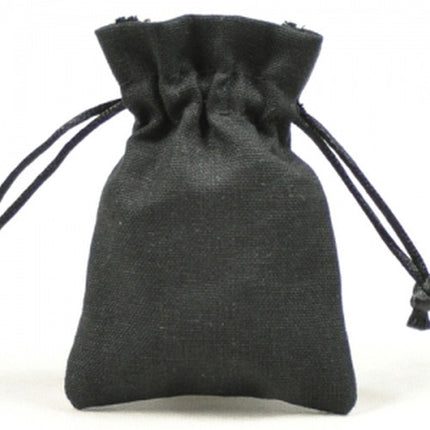 Black Rectangular Cotton Linen Bag Medium | Rope Drawstring Bag