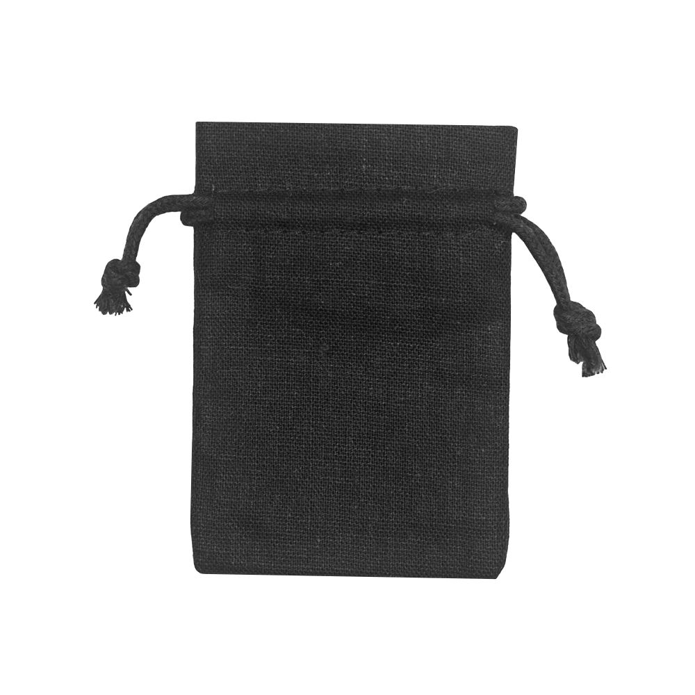 Black Rectangular Cotton Linen Bag Medium | Cotton Drawstring Bag