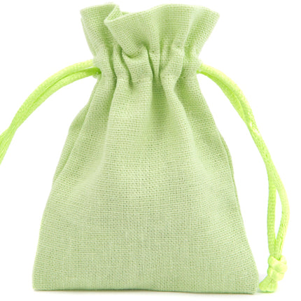 Green Rectangular Cotton Linen Bag Medium | Rope Drawstring Bag