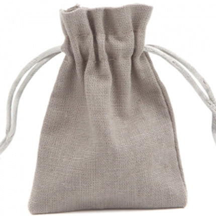 Grey Rectangular Cotton Linen Bag Medium | Rope Drawstring Bag